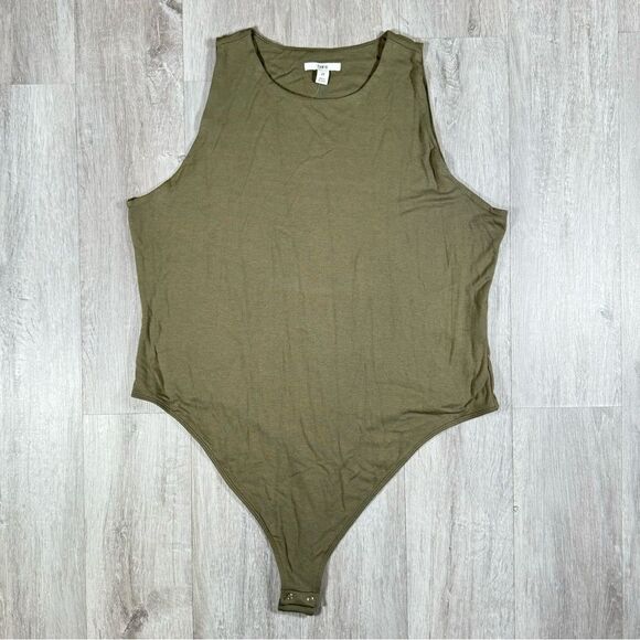 Bar III Tops - Sleeveless Olive Green Bodysuit